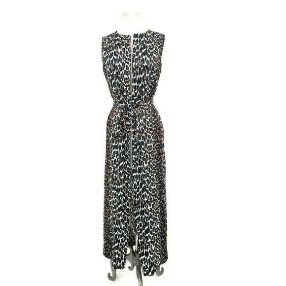 Vintage Gay Lee Sleeveless Leopard Print Robe Womens S/M Tie Open Duster - Picture 1 of 9